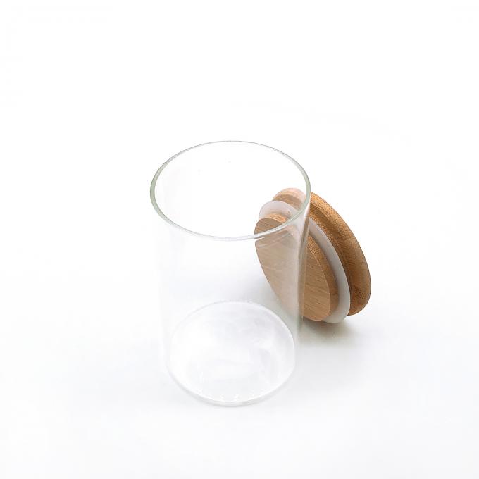 barattoli trasparenti del vetro borosilicato di stoccaggio di 8oz 10oz con il coperchio di bambù