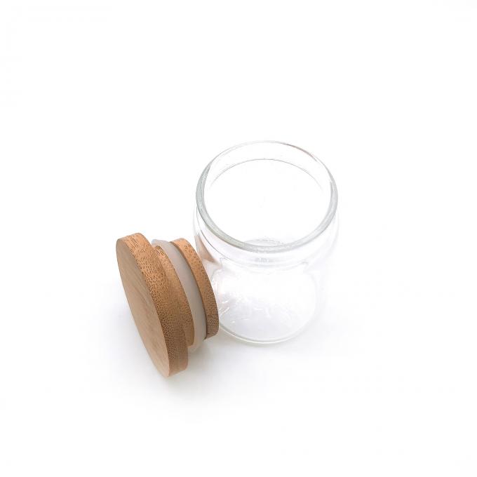 barattolo di vetro di sigillamento del silicone dei barattoli del borosilicato di 2oz 4oz 8oz 10oz con il coperchio di legno di bambù